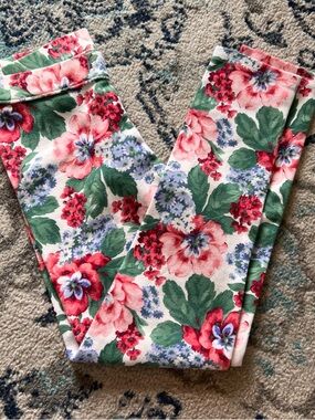 Janie and Jack Floral Leggings in Pink, Green, Lavender and White